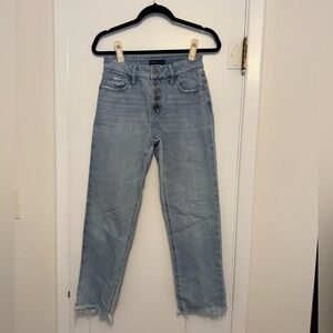 Sincerely Jules Cropped High-Rise Distressed Button Fly Light Wash Jeans Sz 1/25
